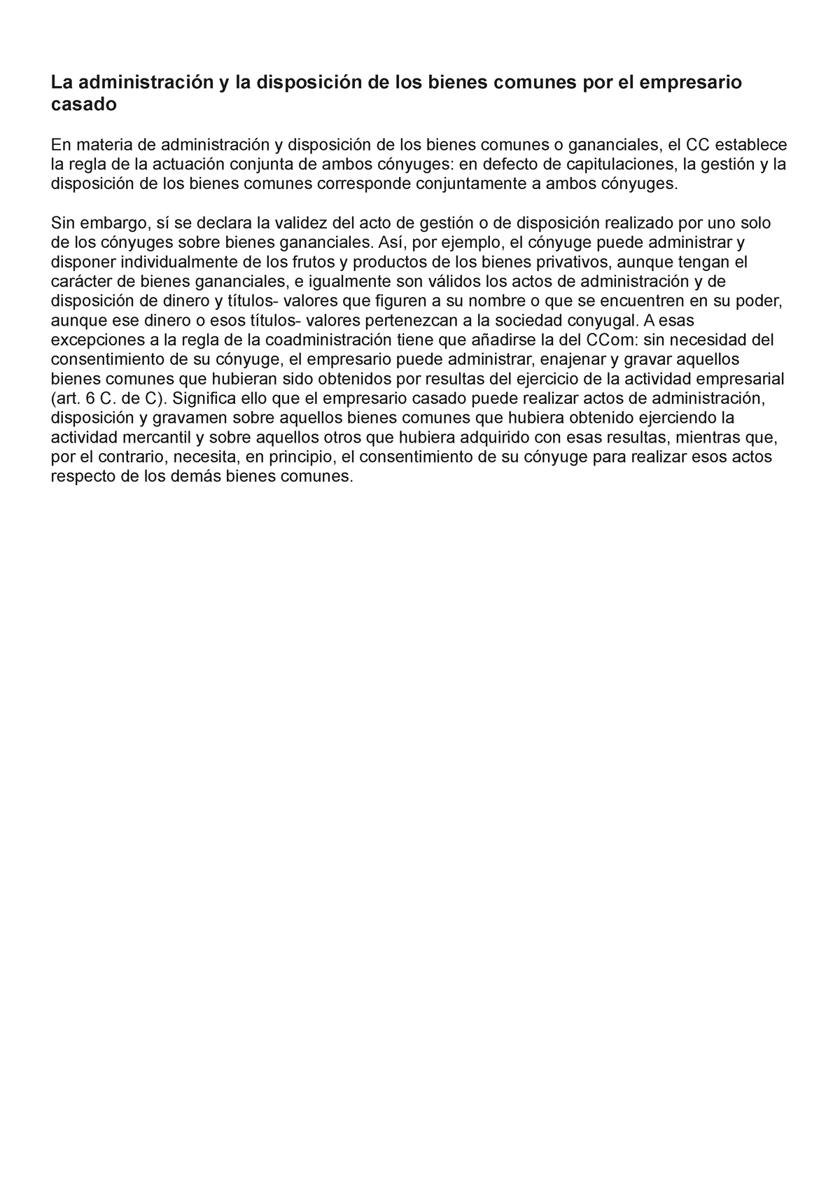 La Administración Y La Disposición De Los Bienes Comunes Por El Empresario Casado Derecho 2503