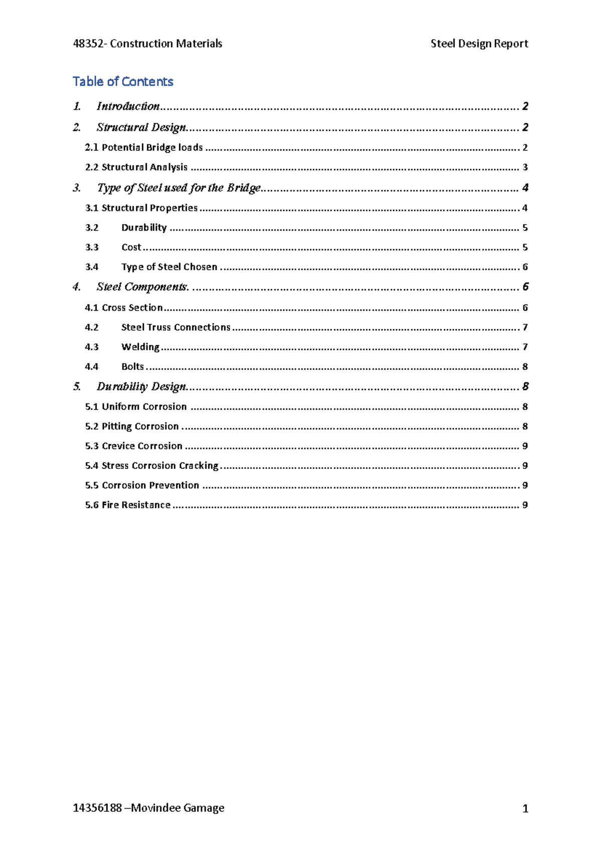 steel-design-report-table-of-contents-1-introduction-2-structural
