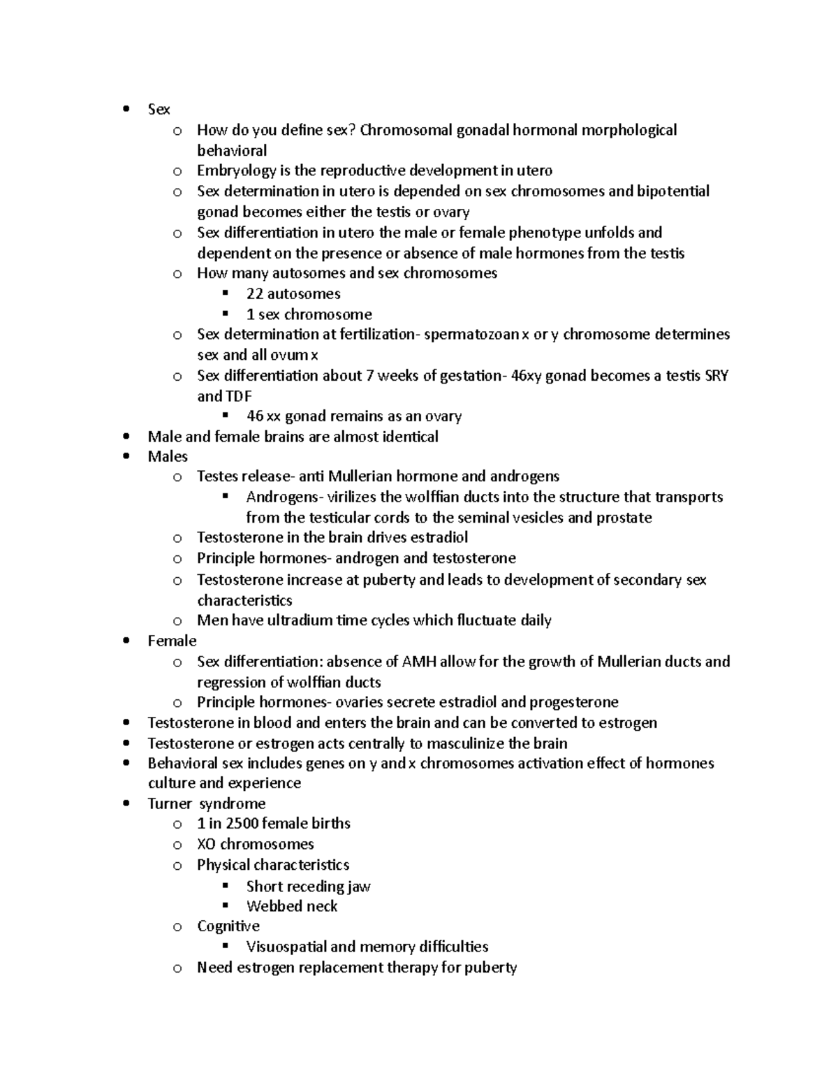 Neuro Lecture 31 Sex O How Do You Define Sex Chromosomal Gonadal