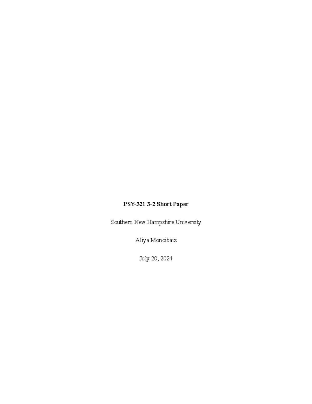 PSY321+Module+3+Assignment - PSY-321 3-2 Short Paper Southern New ...