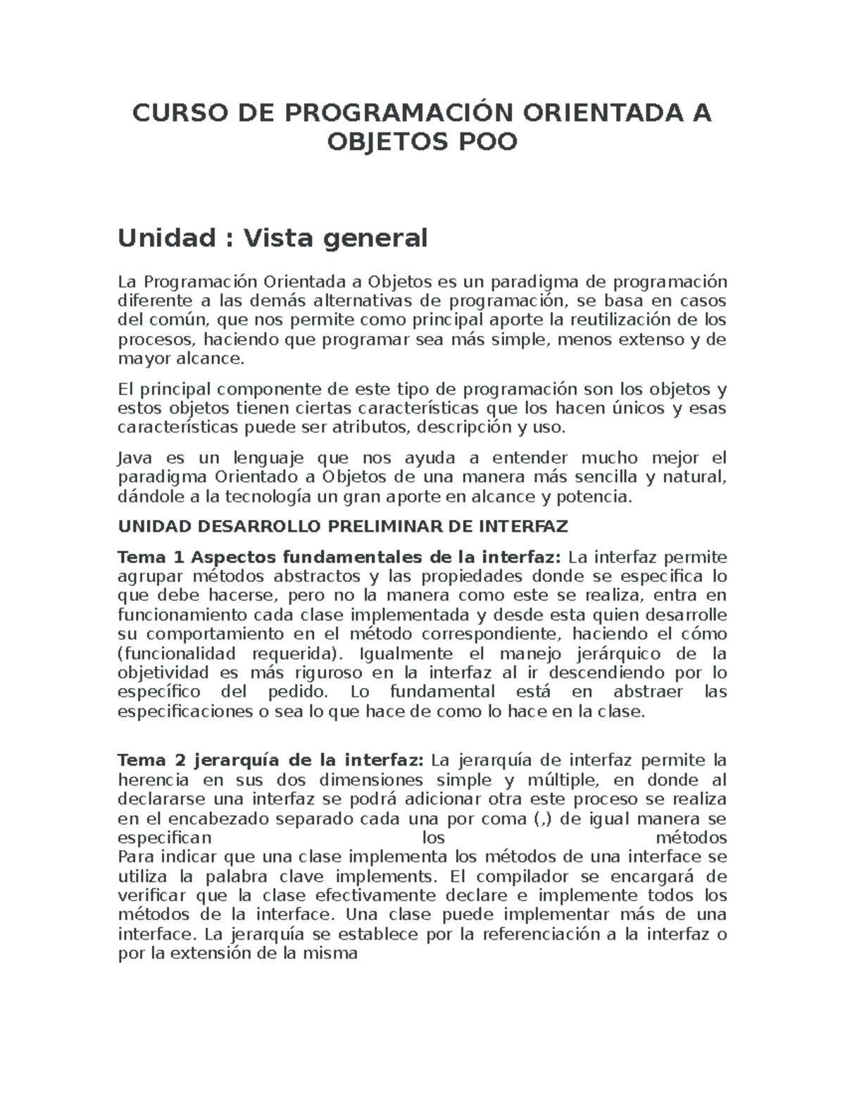 Curso DE Programación Orientada A Objetos POO - CURSO DE PROGRAMACIÓN ...