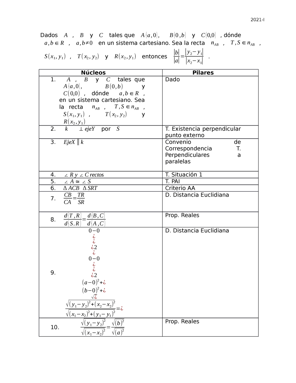 Tarea Clase 1 Sobre Geometria Analitica - 2021-I Dados A , B Y C Tales ...