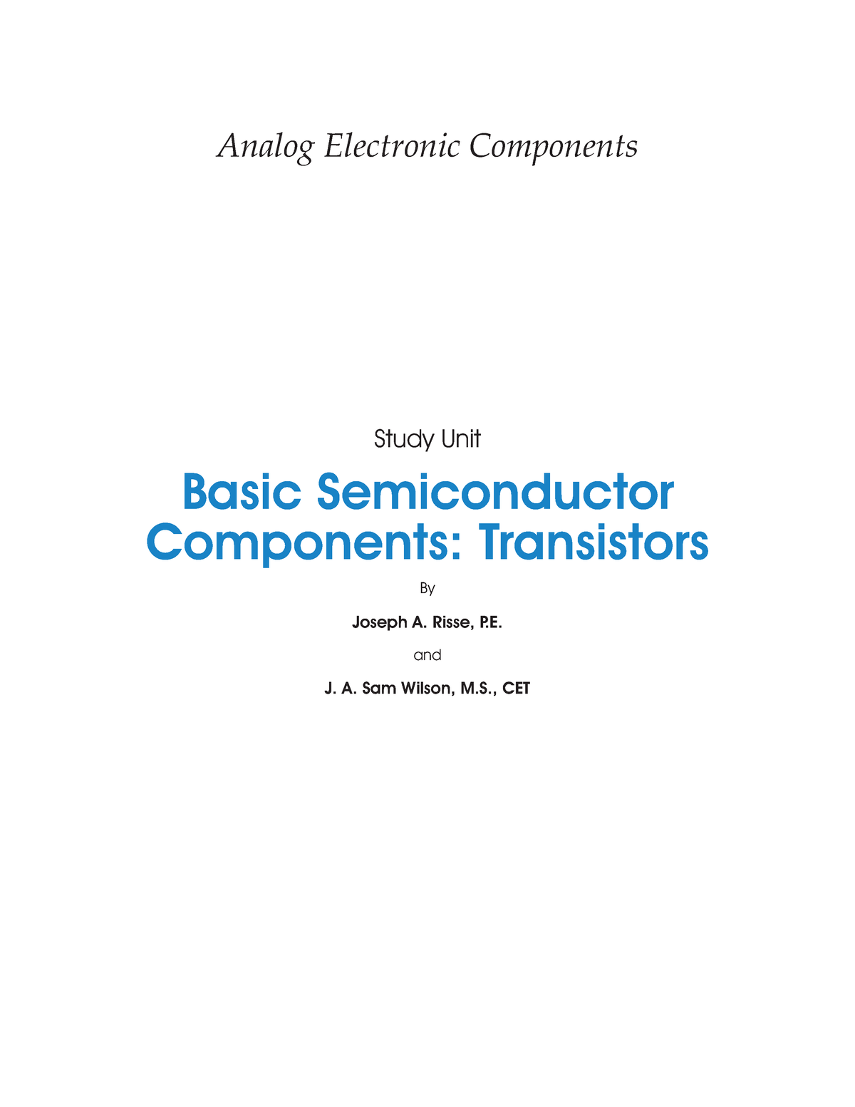 Basic Semiconductor Components - Analog Electronic Components Study ...