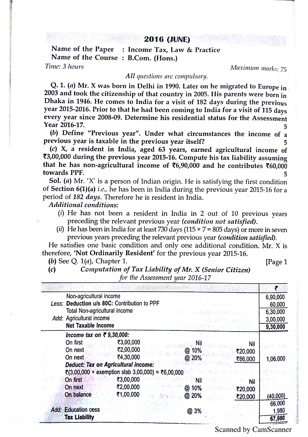 Income Tax Law And Practice Exam Income Tax Law And Practice Scanned By Camscanner