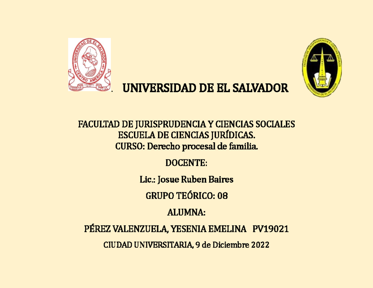 Infografia derecho procesal de familia - . UNIVERSIDAD DE EL SALVADOR