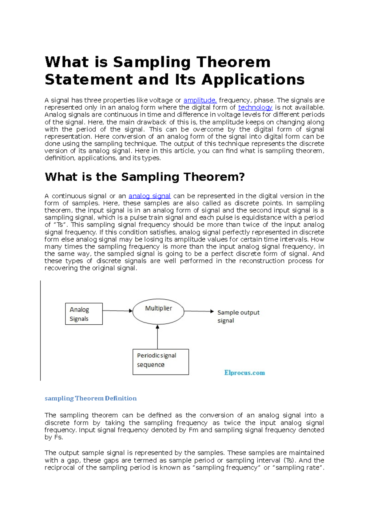 Sampling and reconstruction - Electrical And Electronic Materials ...