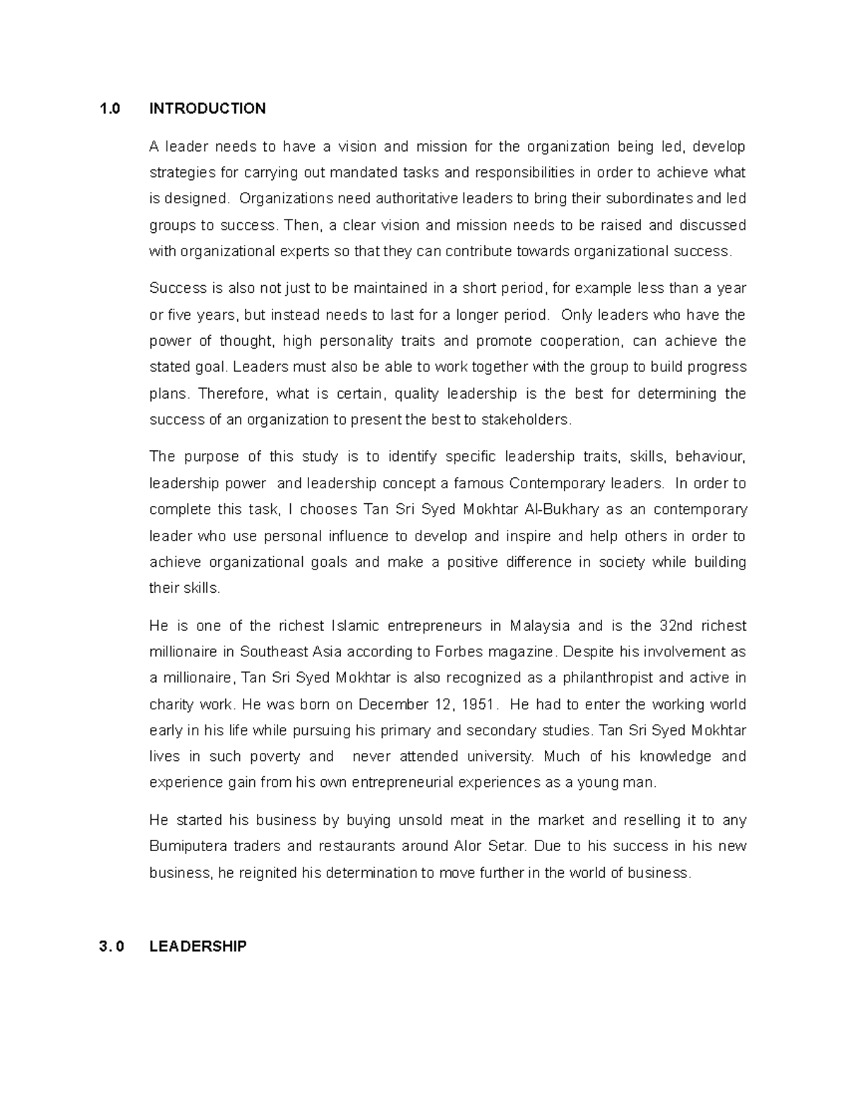 A Famous Contemporary Leader- BY Nurrana Syuhadah- NEW - 1 INTRODUCTION ...