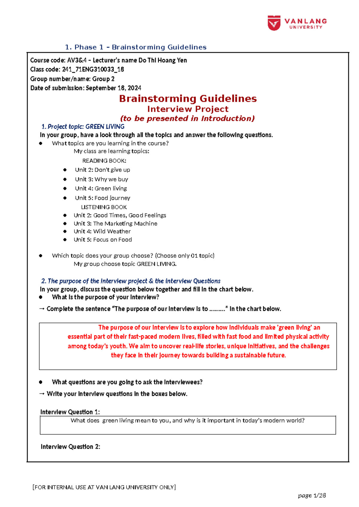AV34 - Interview - Group 5 - 1. Phase 1 – Brainstorming Guidelines ...