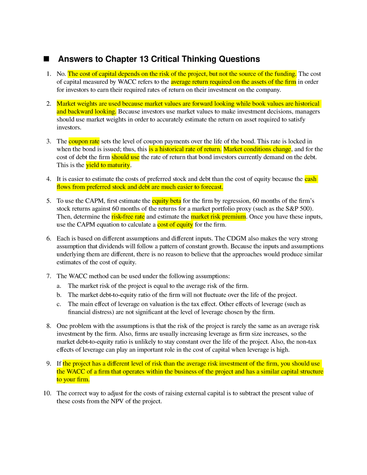 chapter 13 critical thinking answers