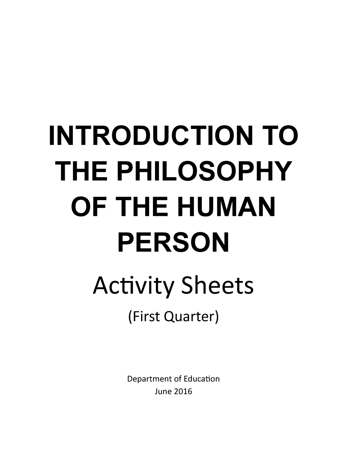 Introduction TO THE Philosophy OF THE HU INTRODUCTION TO THE 