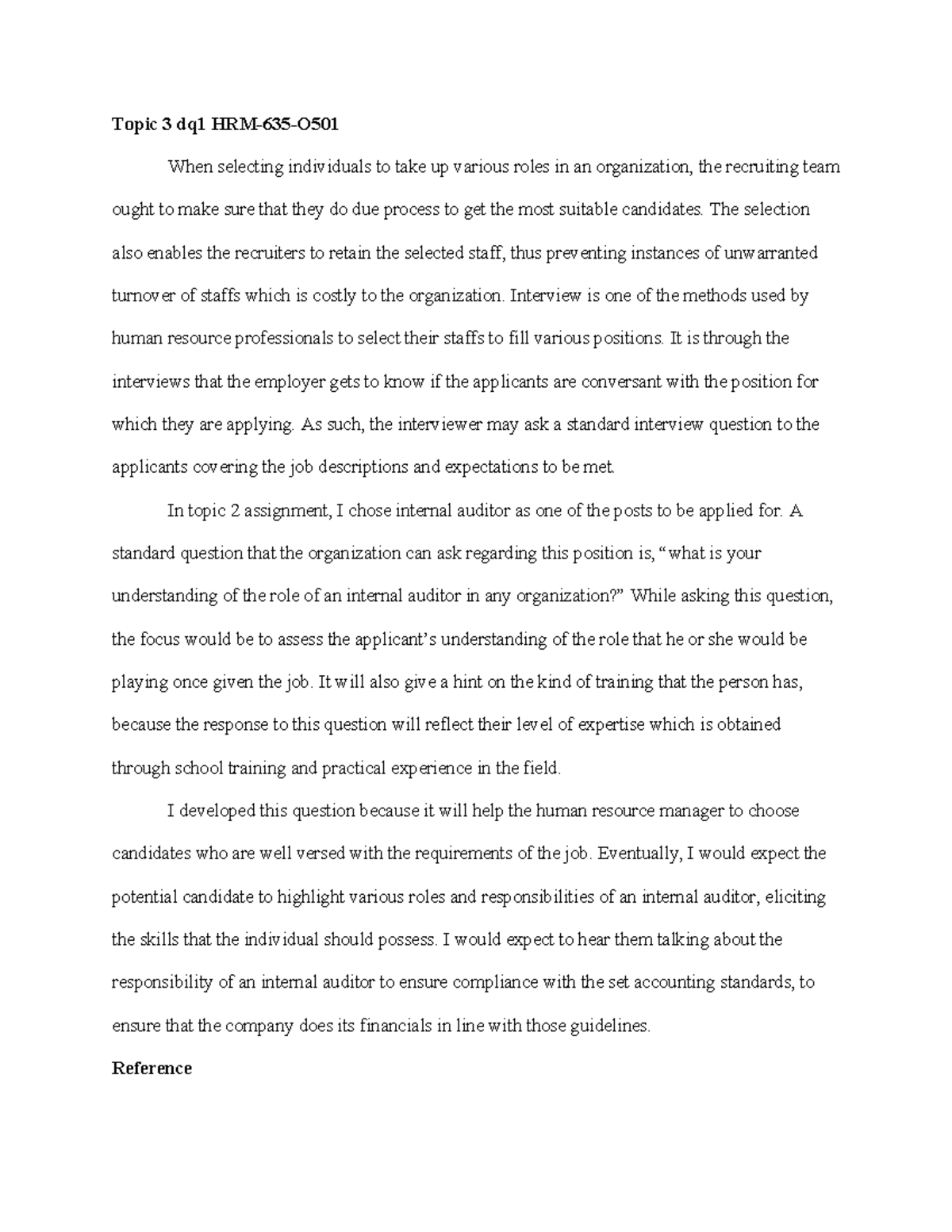 Topic 3 Dq1 Hrm Topic 3 Dq1 Hrm 635 O When Selecting Individuals To