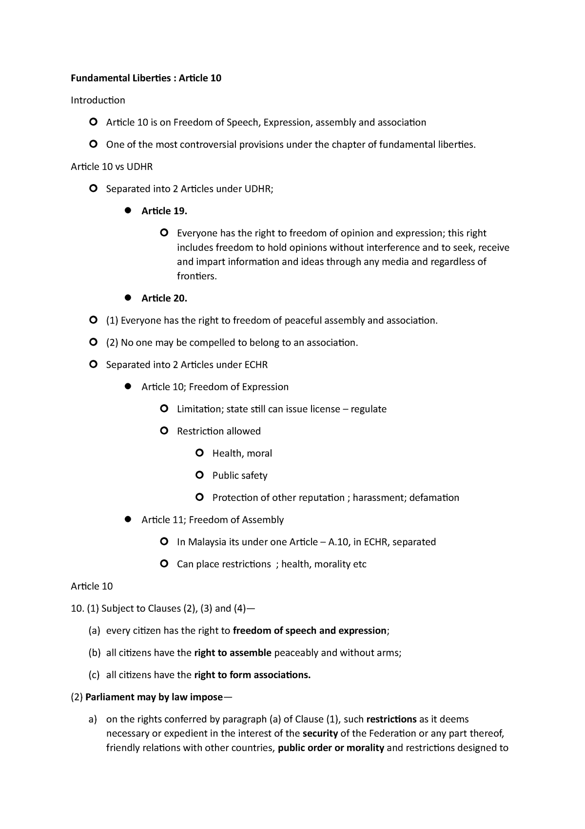 Fundamental Liberties-article 10 - Fundamental Liberties : Article 10 ...