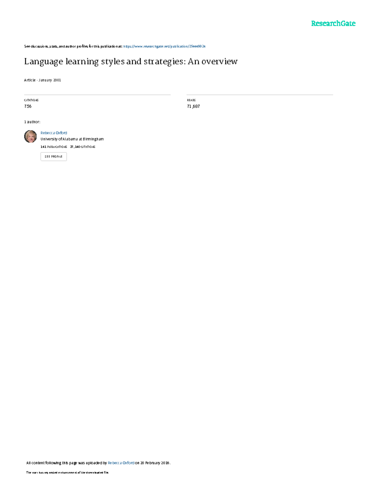 Language learning styles and strategies An overvie - See discussions ...