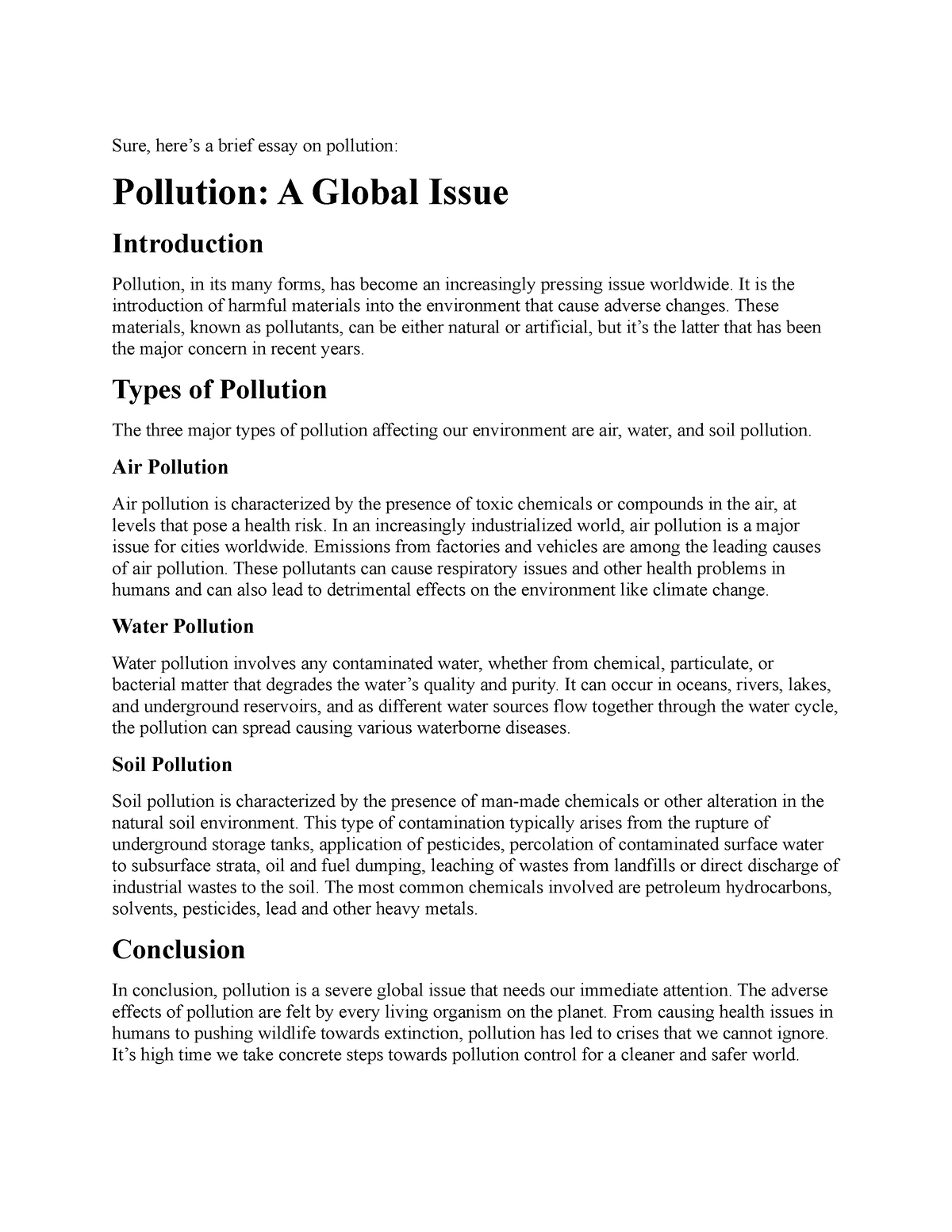 essay on pollution the invisible enemy