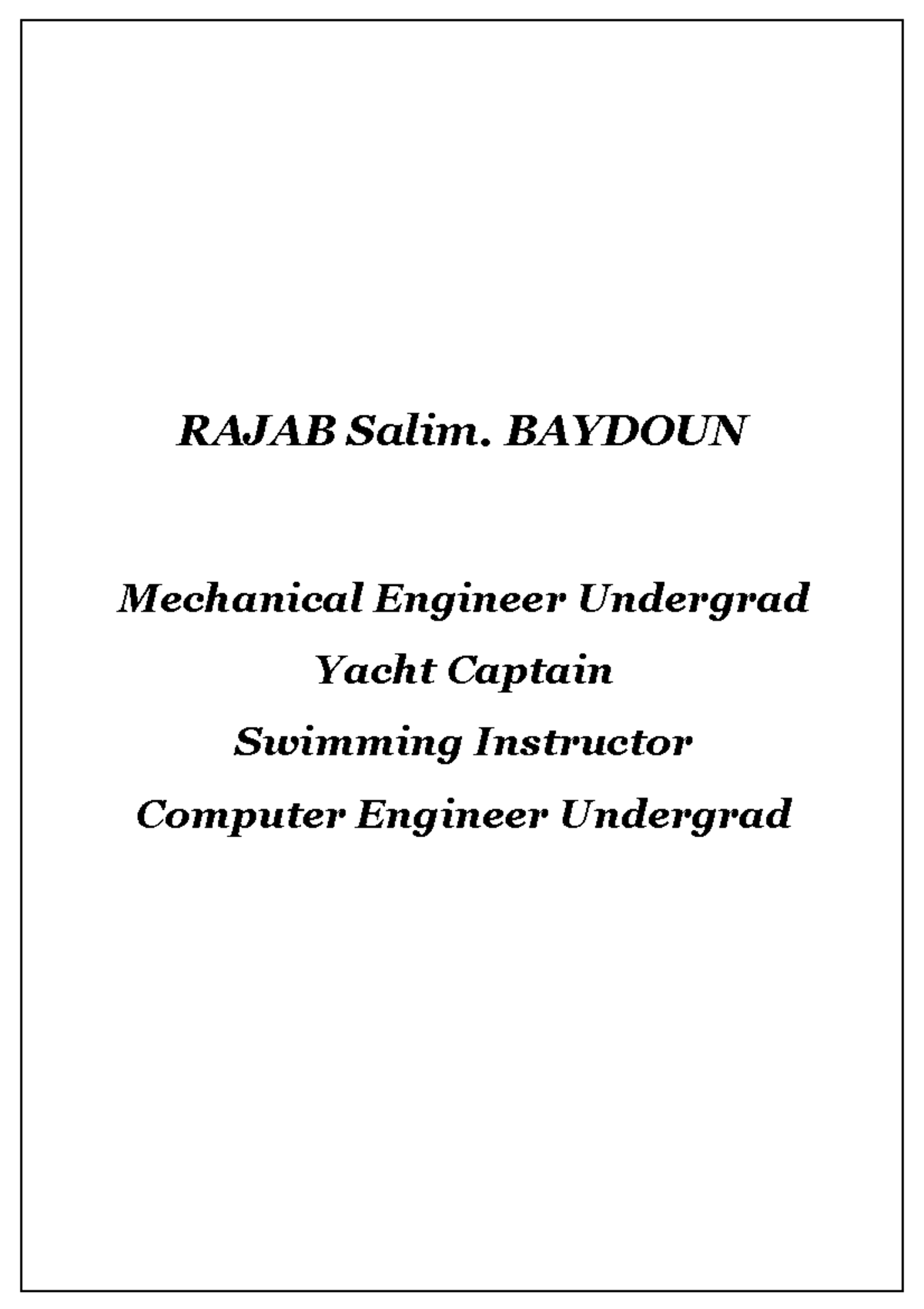 Rajab Salim Baydoun CV 2024 - RAJAB Salim. BAYDOUN Mechanical Engineer ...