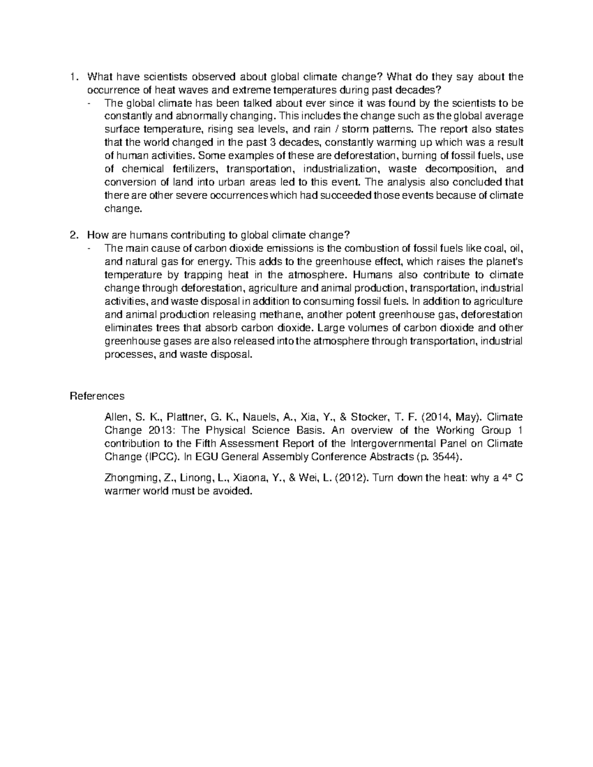 Climate Change Assignment - What have scientists observed about global ...