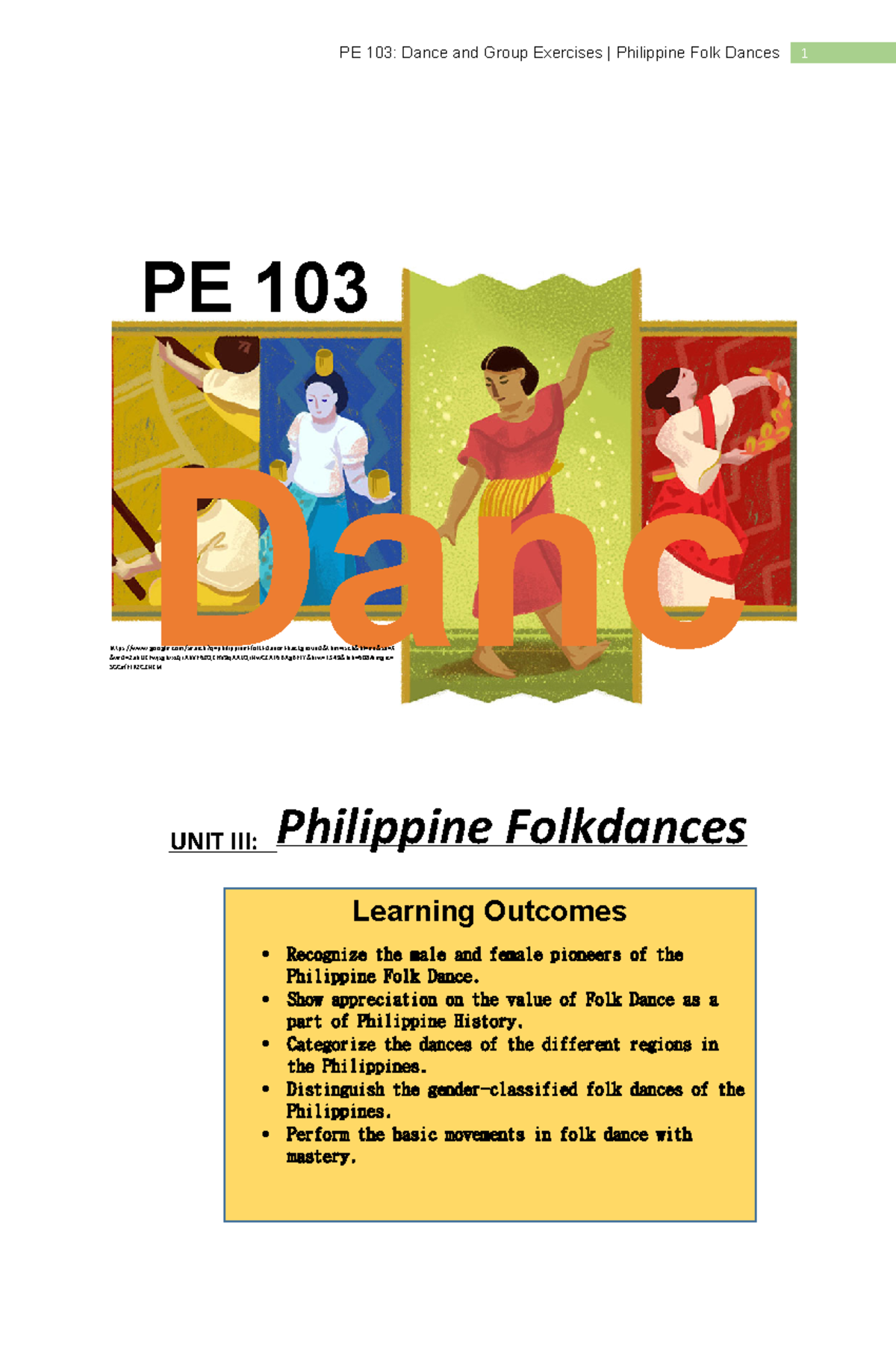 Unit 3 Philippine Folk Dances - UNIT III: Philippine Folkdances Danc PE ...