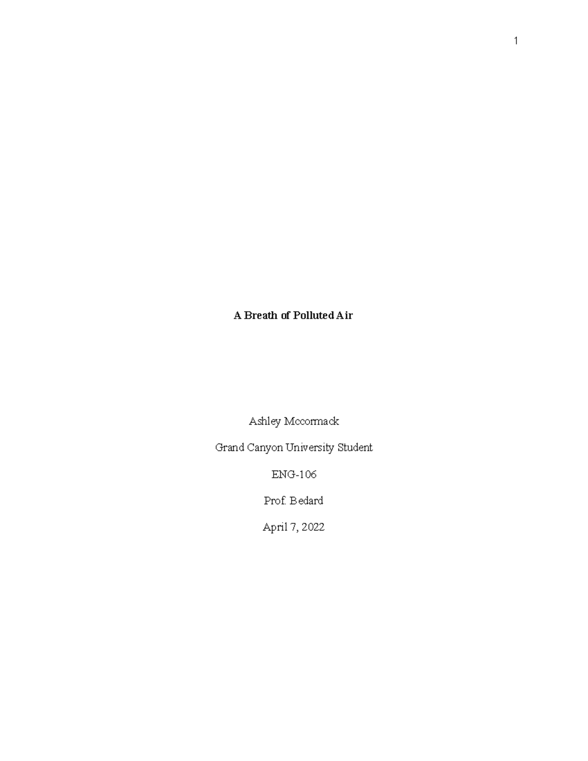 A Breath of Fresh Air (1) - A Breath of Polluted Air Ashley Mccormack ...