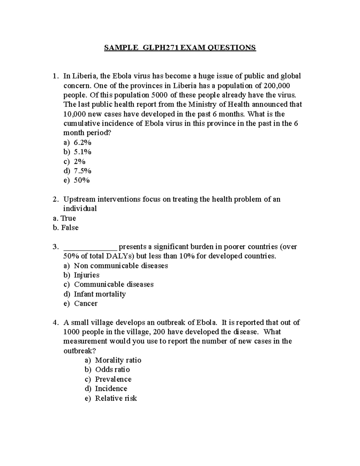 GLPH 271 - Sample Exam Questions - SAMPLE GLPH271 EXAM QUESTIONS In ...