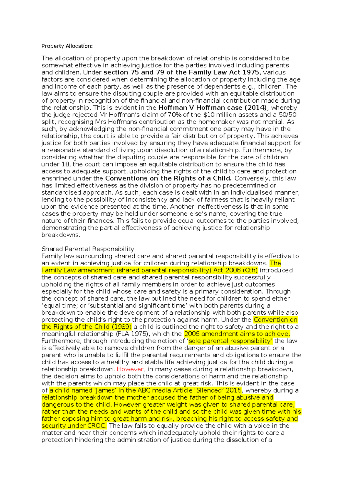 Three paragraphs - legal - Property Allocation: The allocation of ...