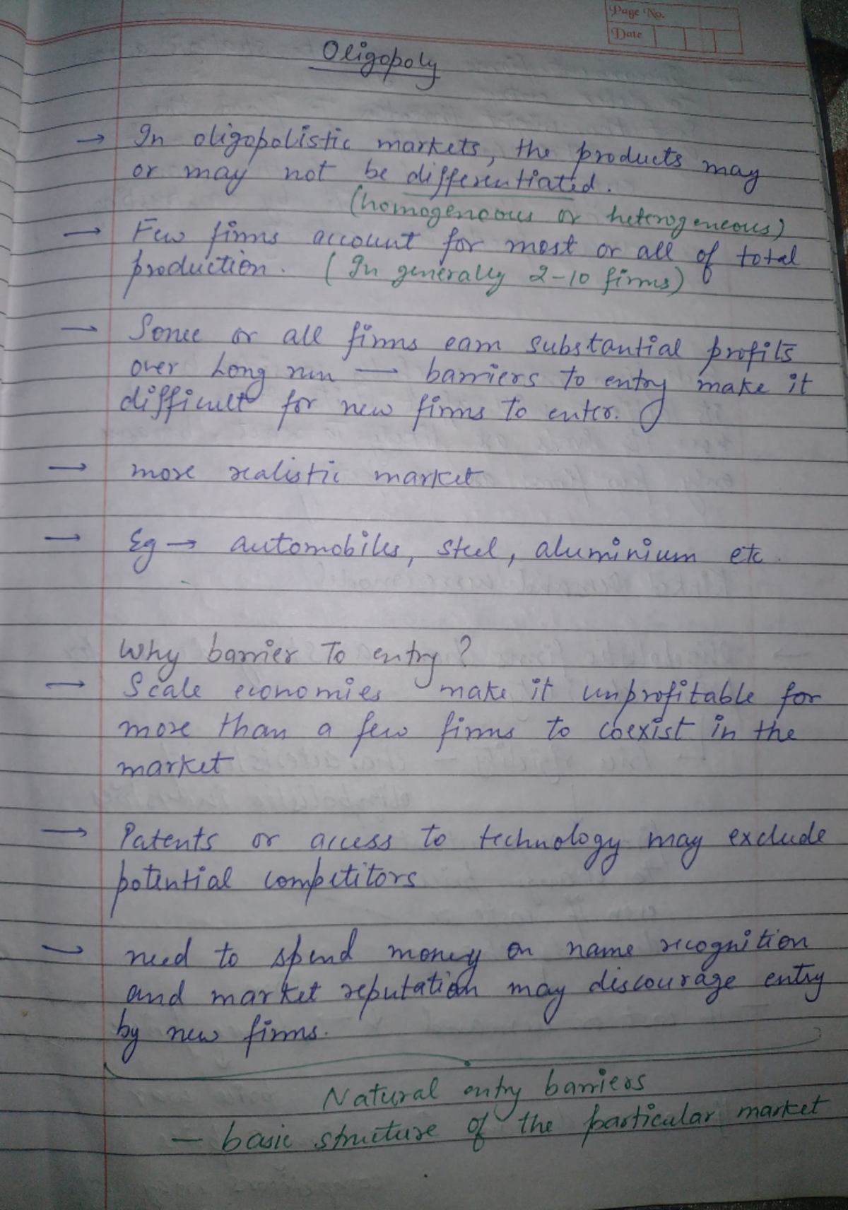 Oligopoly - Notes - Bachelors of management studies - Studocu