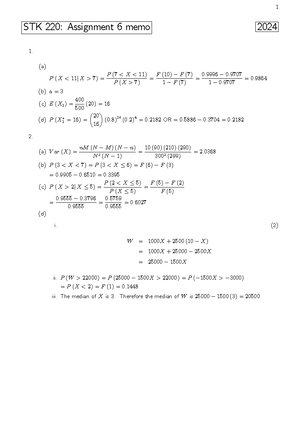 Exam STK220 MEMO 2020 - STK 220 - UP - Studocu