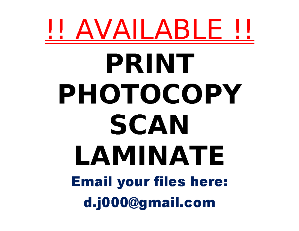 Available - Copy - !! AVAILABLE !! PRINT PHOTOCOPY SCAN LAMINATE Email ...