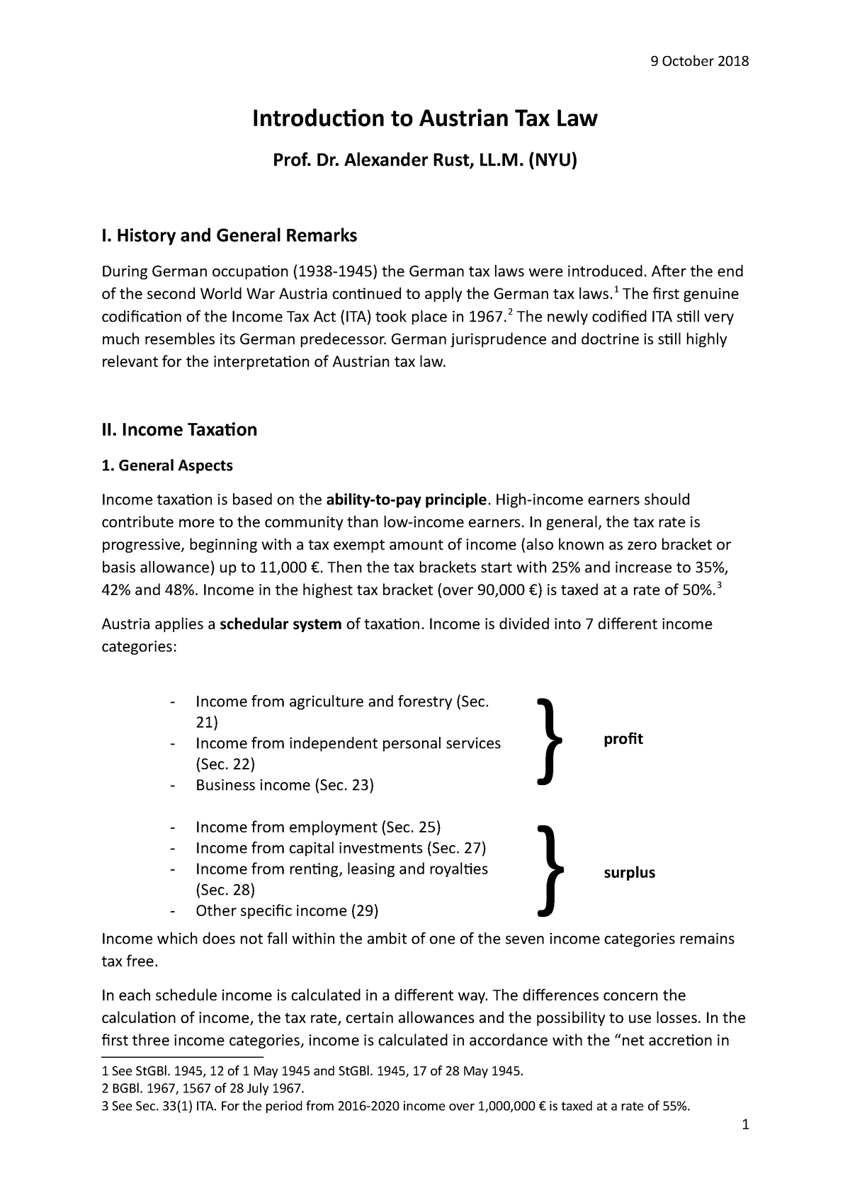 Introduction to Austrian Tax Law - Dr. Alexander Rust, LL. (NYU) I 