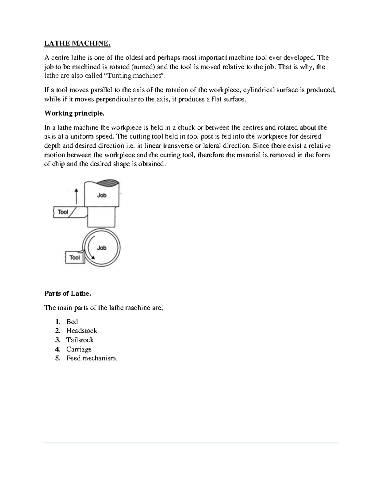 Pdf Centre Lathe Notes1 LATHE MACHINE. A centre lathe is one of the oldest and perhaps most