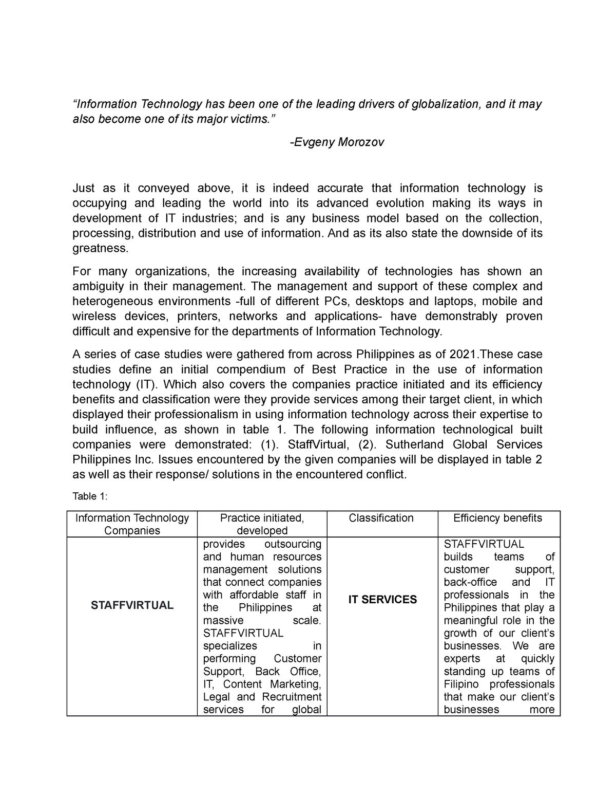 case study related to information technology