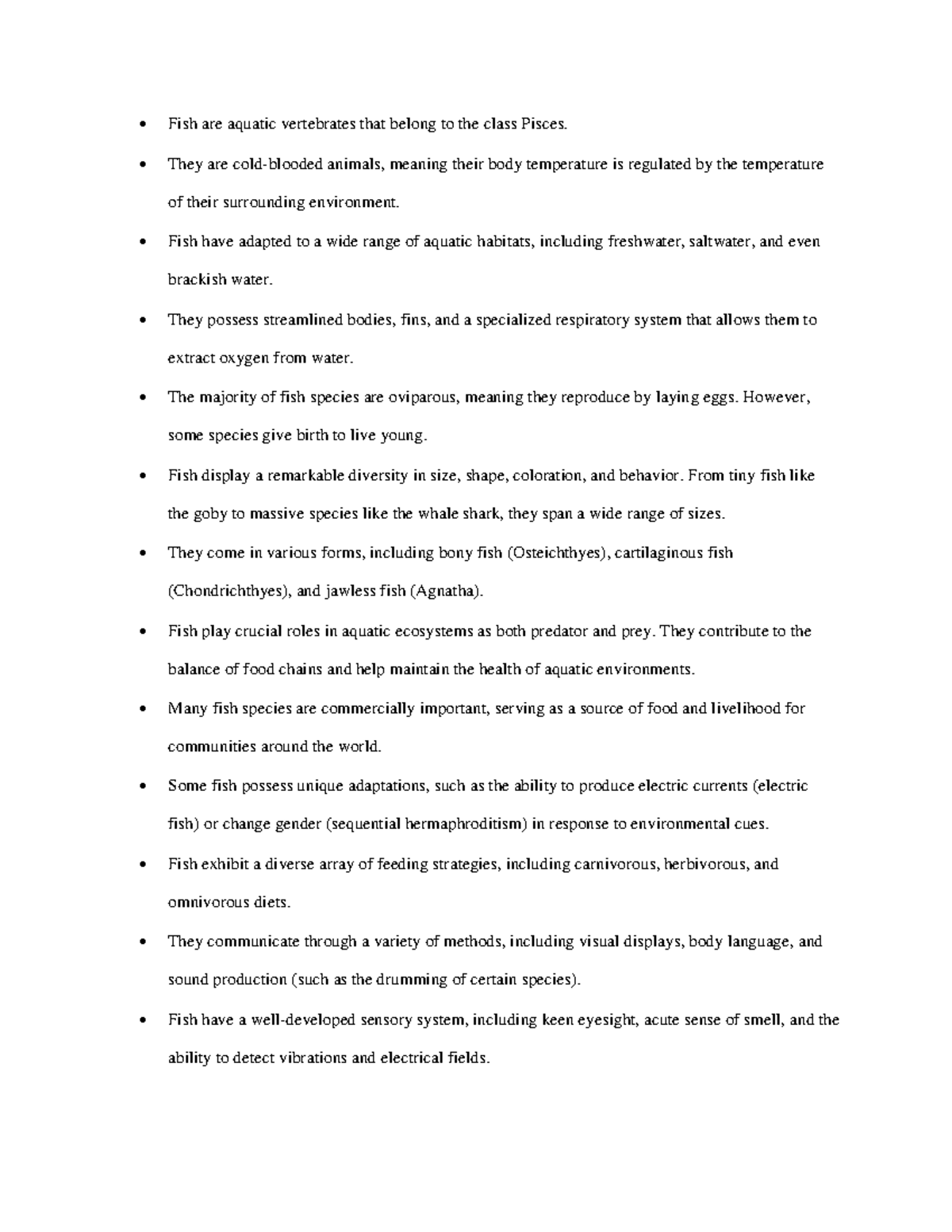 Notes over fish Facts and information about fish in the sea Fish