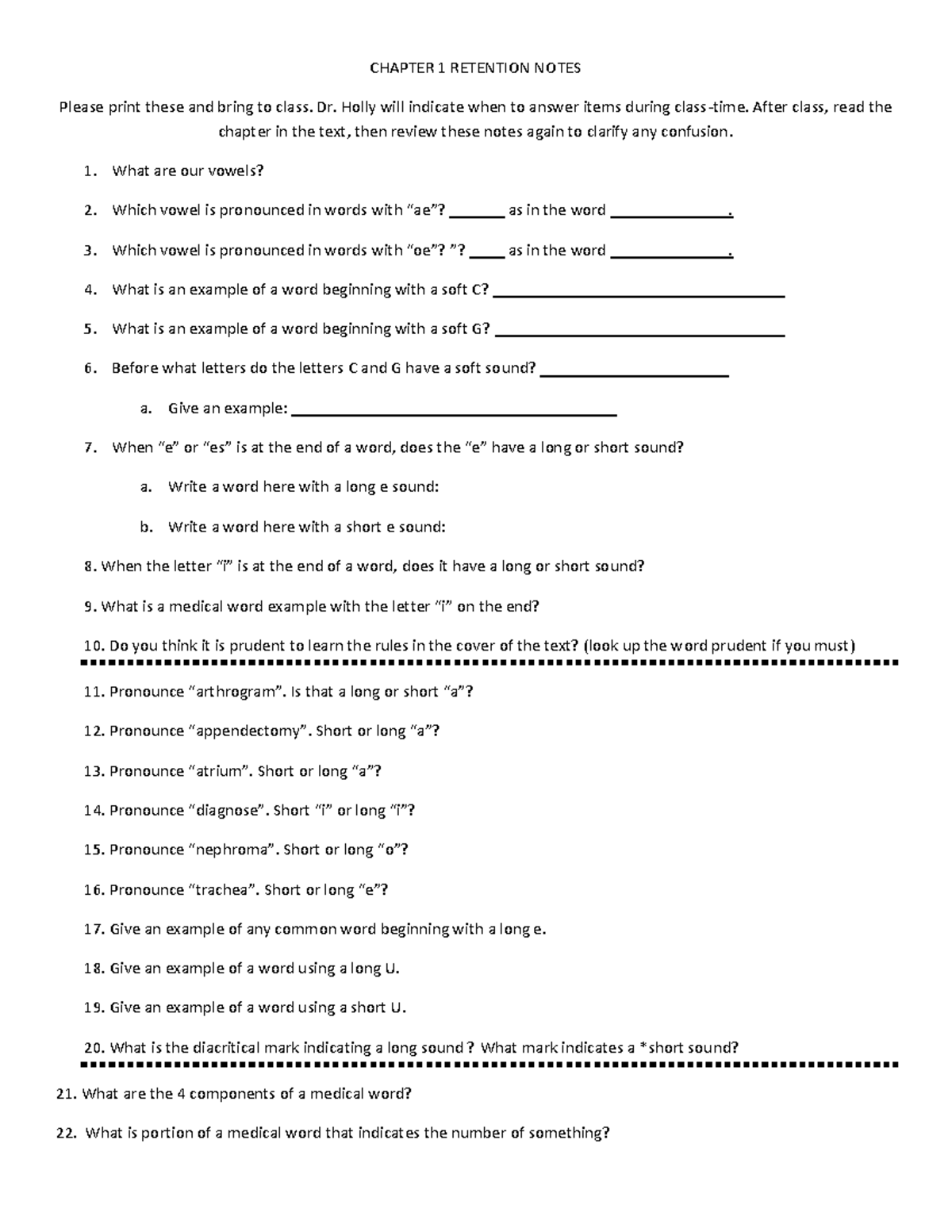 Chapter 1 Retention Notes - CHAPTER 1 RETENTION NOTES Please print ...