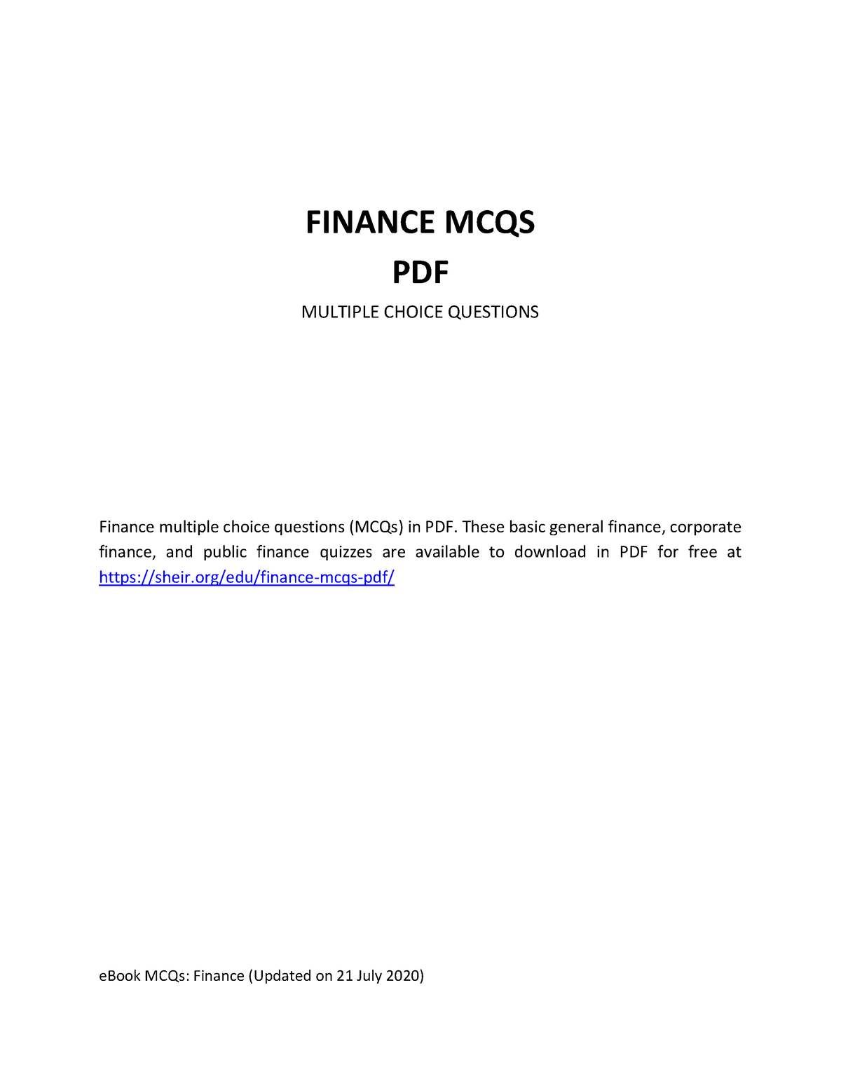 Finance-mcqs - BFDVSF - FINANCE MCQS PDF MULTIPLE CHOICE QUESTIONS ...