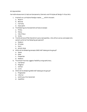 Art Appreciation Practice Material for Module 3 - a. Subject b ...