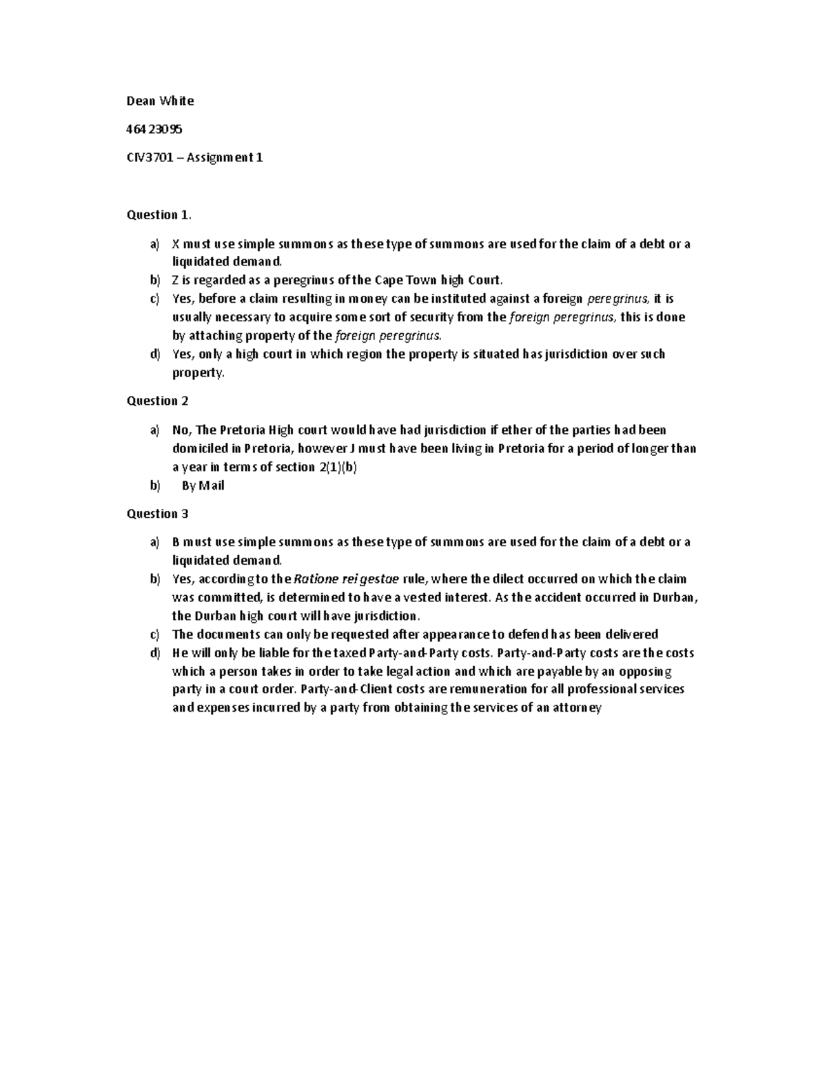 Civ3701 Assigment 1 2021 Dean White 46423095 Civ3701 Assignment 1 Civ3701 Assigment 1 2021 Dean White 46423095 Civ3701 Assignment 1