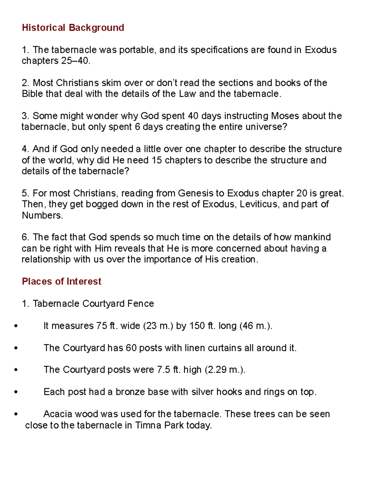 HistoricalBackground Historical Background The tabernacle was