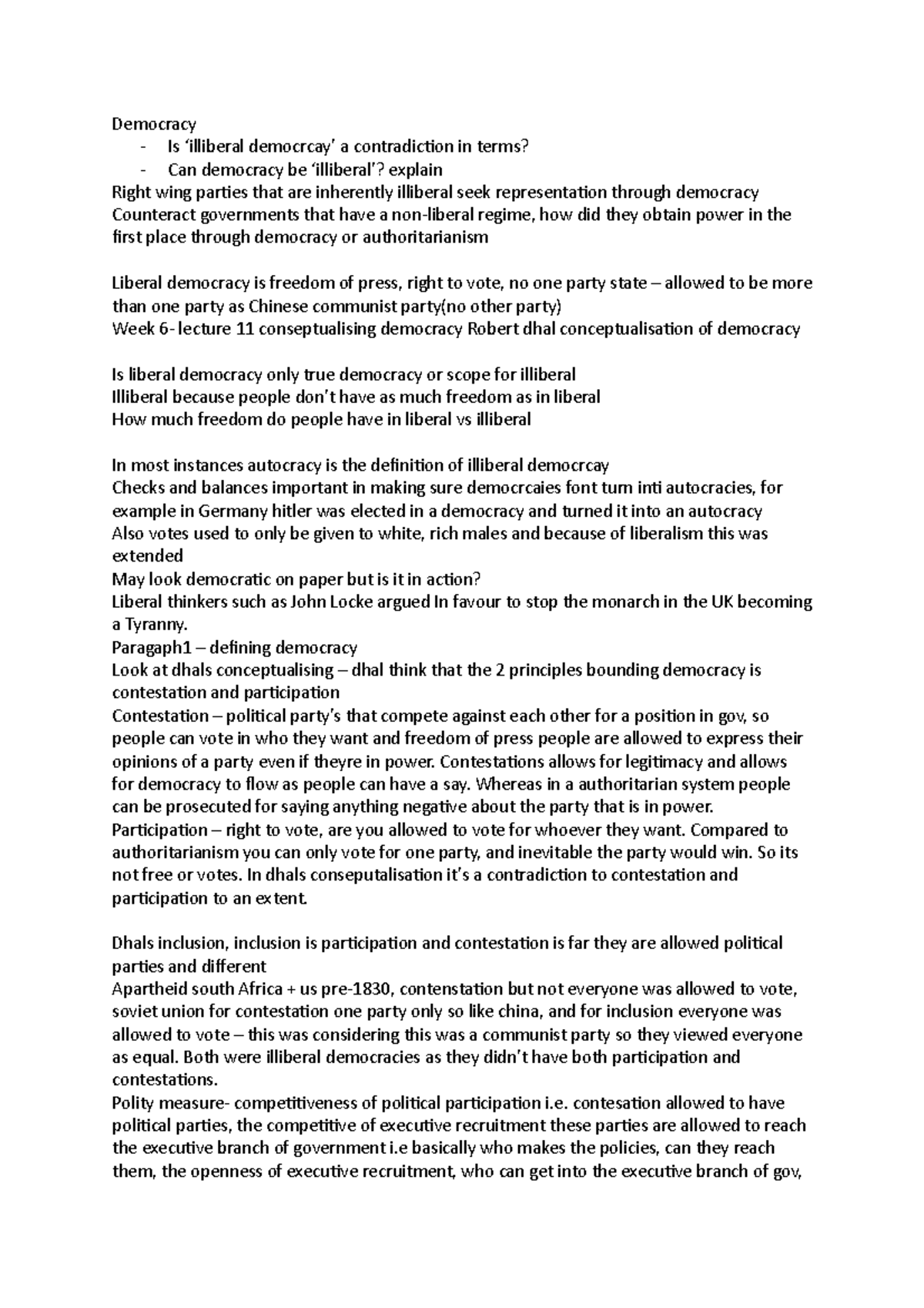 Democracy - summary - Democracy - Is ‘illiberal democrcay’ a ...