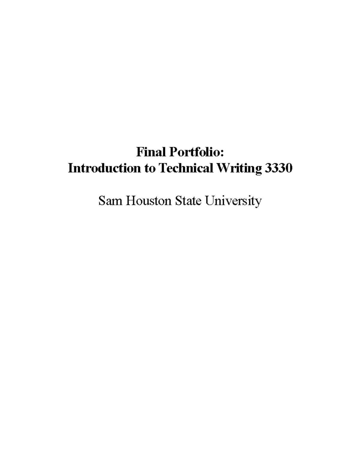 MD Final - Final Portfolio: Introduction to Technical Writing 3330 Sam ...