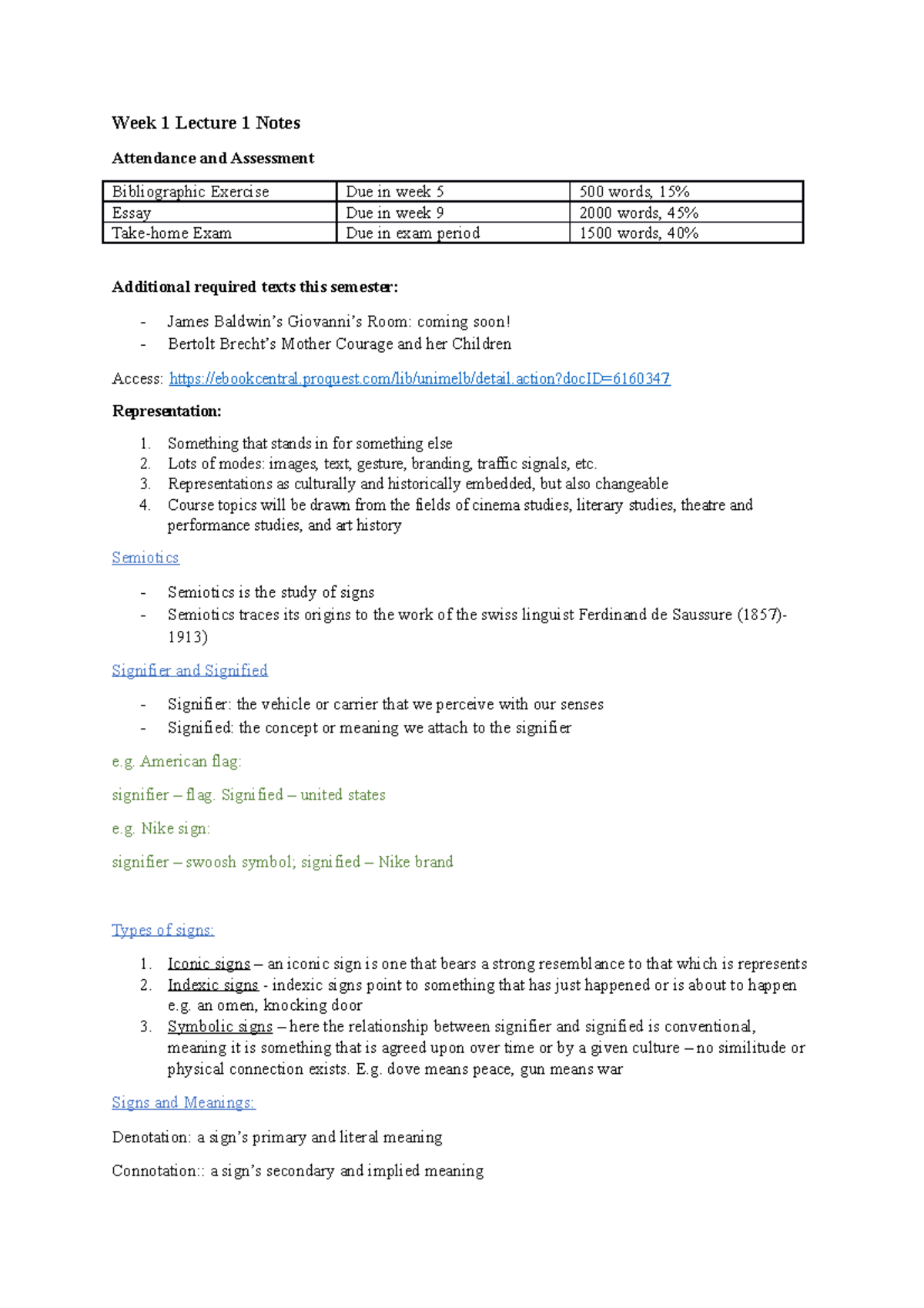 MULT - Week 1 Lecture 1 Notes - Week 1 Lecture 1 Notes Attendance And ...