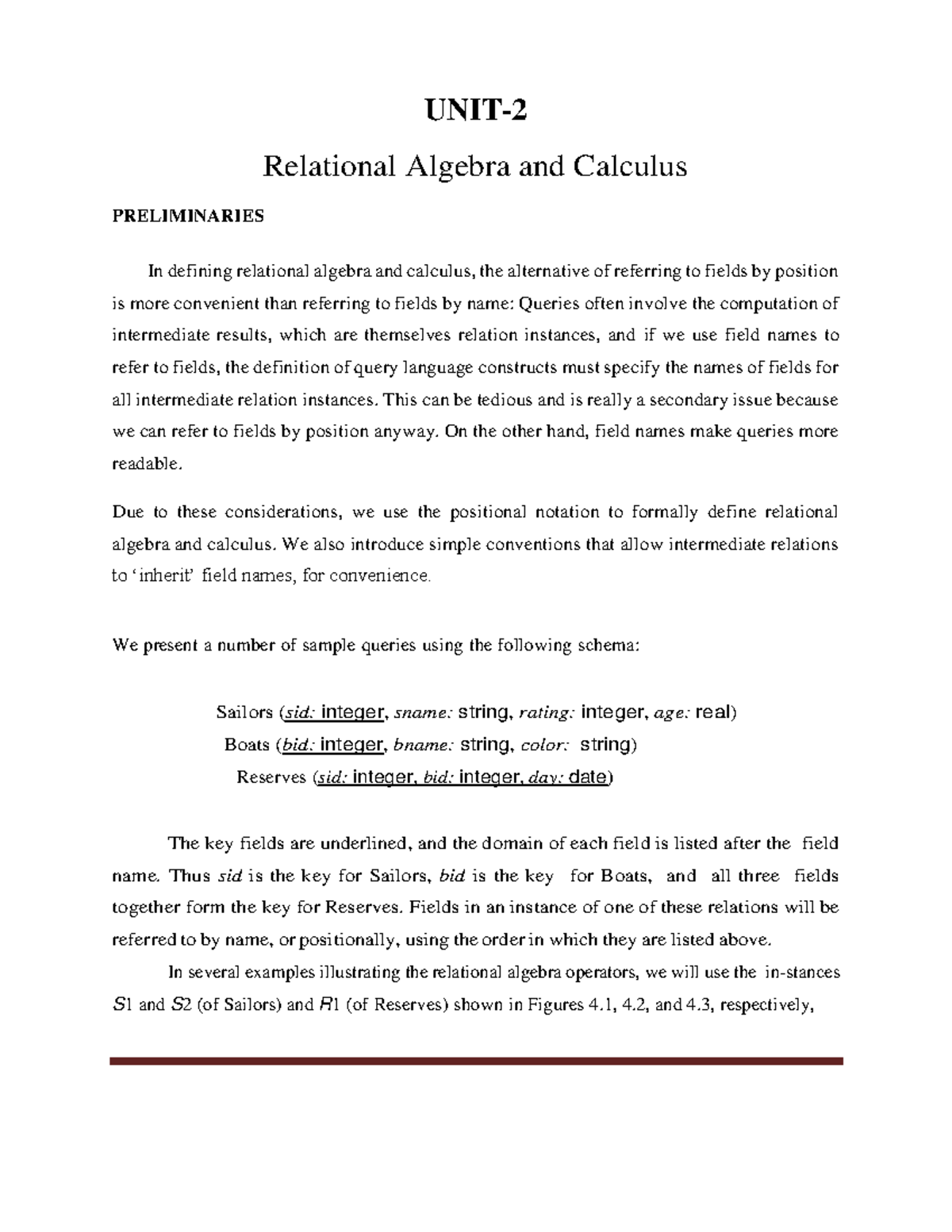 Database management System Relation Algebra Unit-2(part-1) - UNIT ...