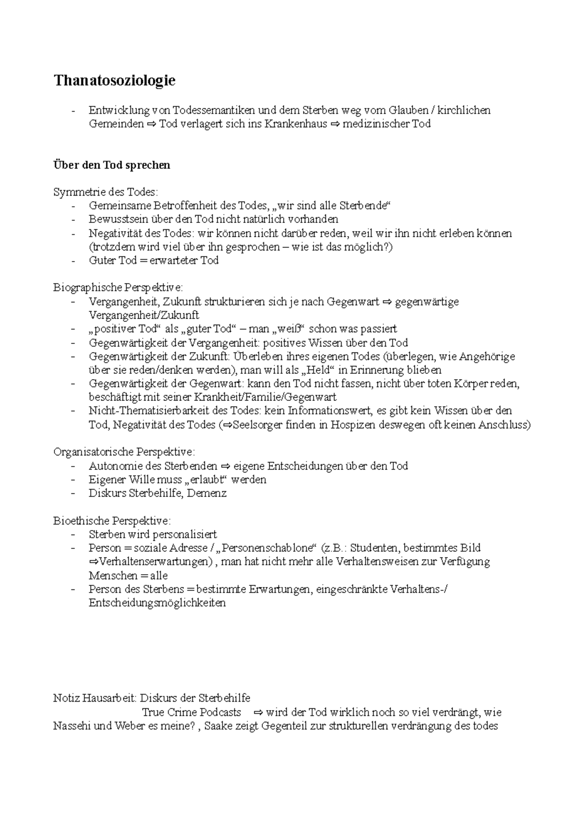 Thanatosoziologie WS 22/23, Thanatosziologie (Die Soziologie des