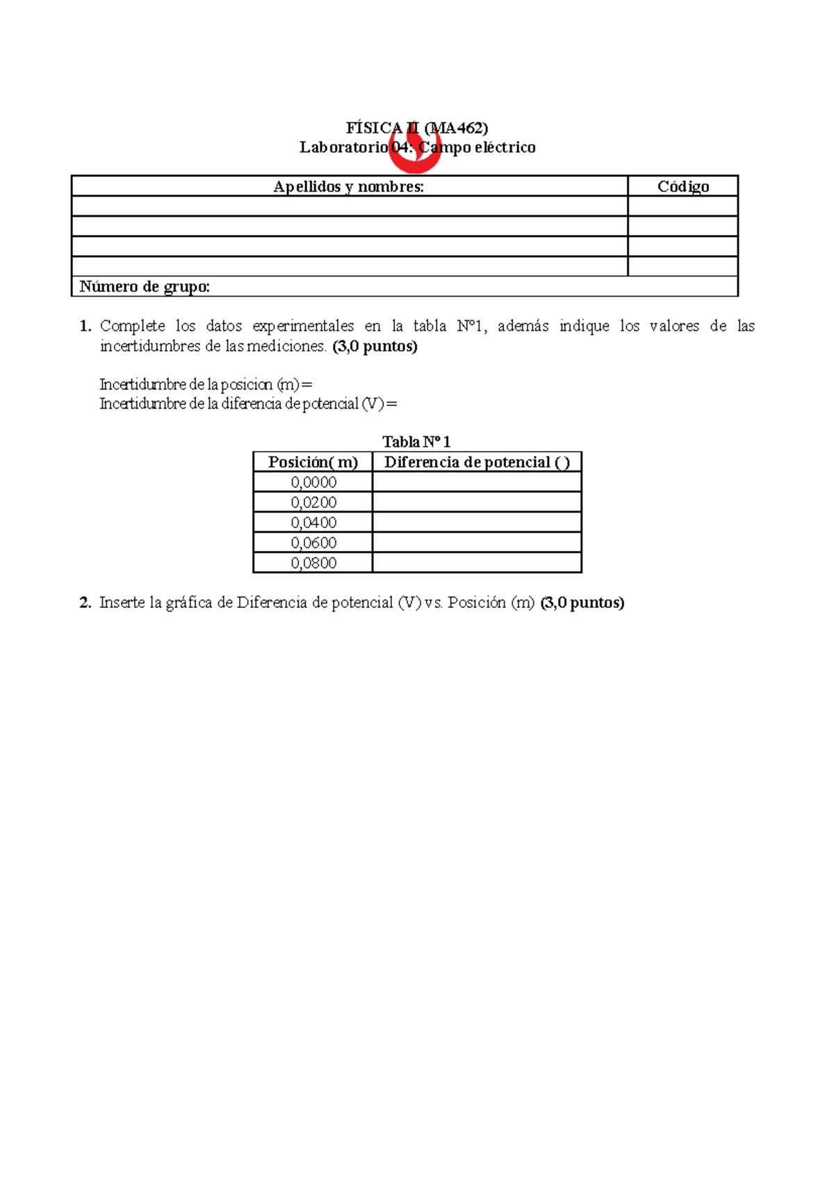 Reporte De Laboratorio 04 De Física II A Distancia - FÍSICA II (MA462 ...