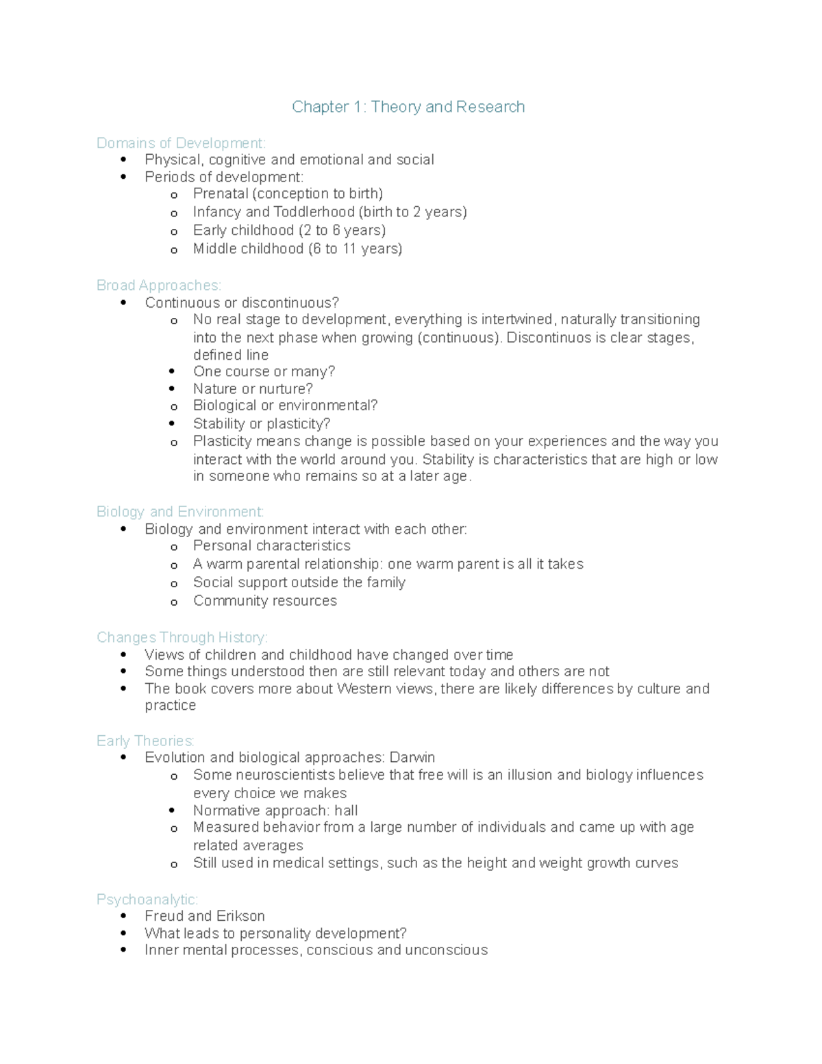 CHD chapter 1 - Chapter 1: Theory and Research Domains of Development ...