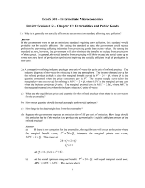 Externalities – Intermediate Microeconomics