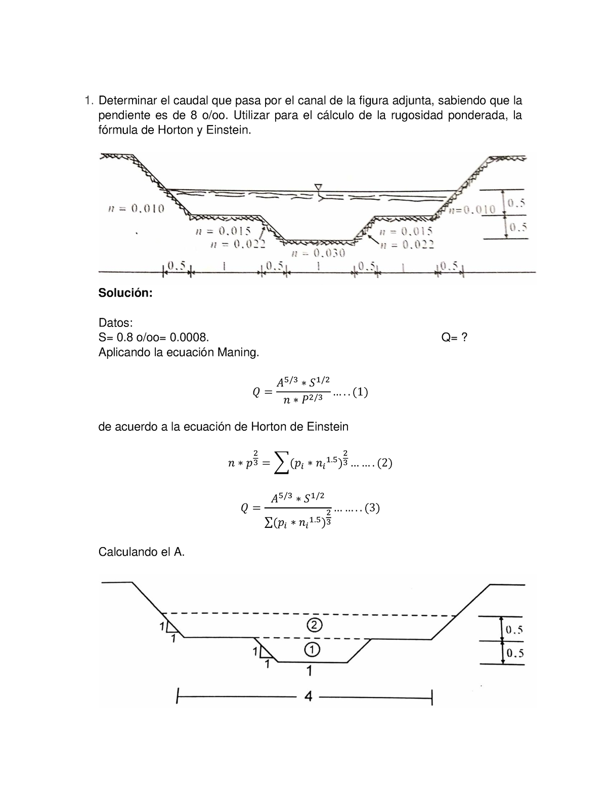 07 Ejercicios Canales Determinar El Caudal Que Pasa Por El Canal De