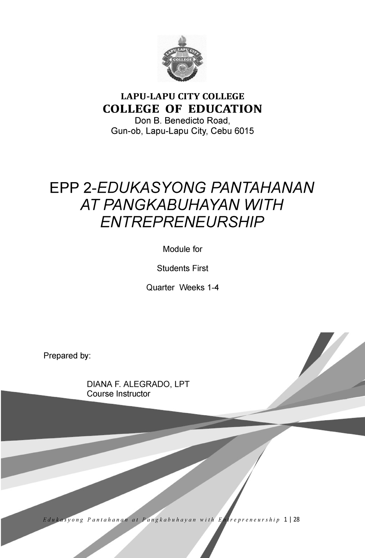 Summative Test Epp Module 1 2 Edukasyong Pantahanan A 3840