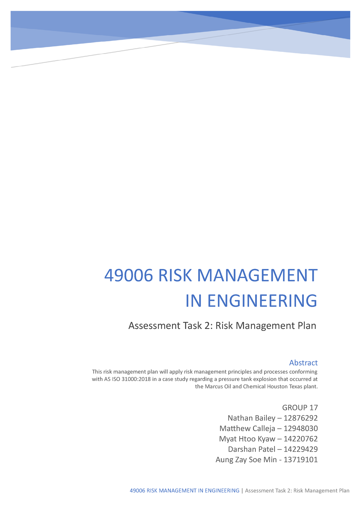 risk management assignment utem