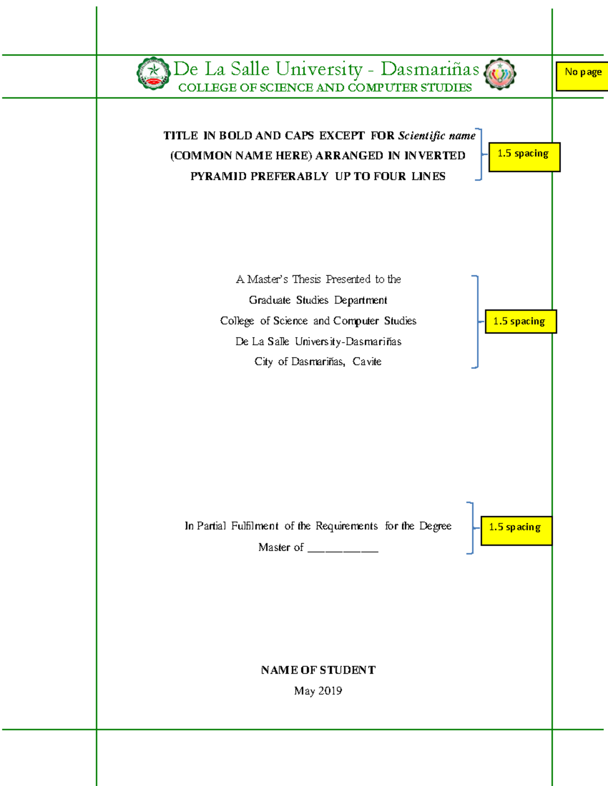 00 Masters Thesis Format Final As Of March 2019 De La Salle