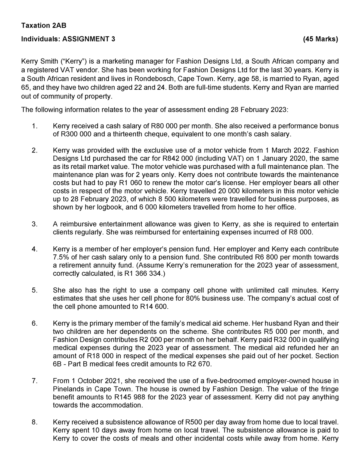 Individuals Assigment Tax 2AB - Taxation 2AB Individuals: ASSIGNMENT 3 ...