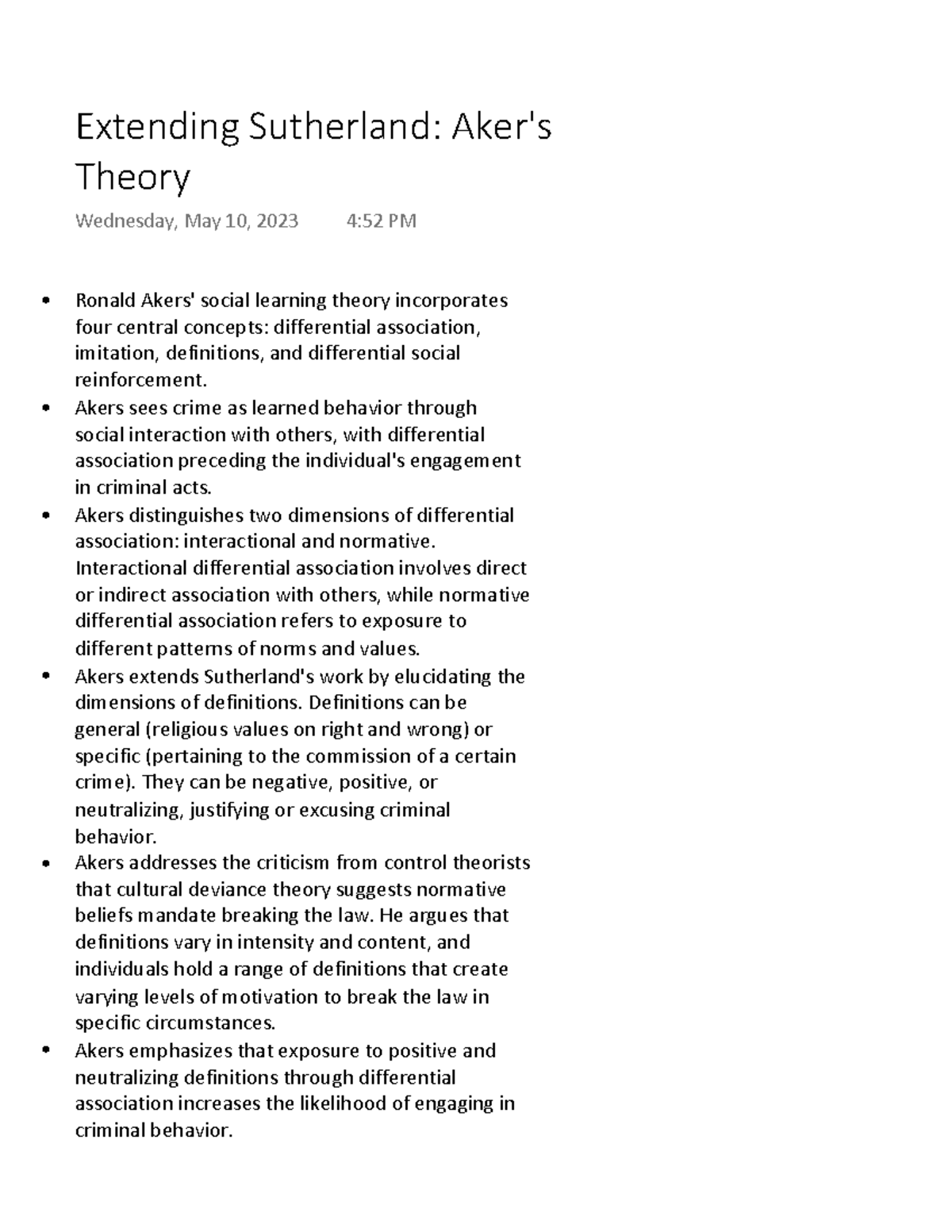 Extending Sutherland Aker's Theory - Ronald Akers' social learning ...